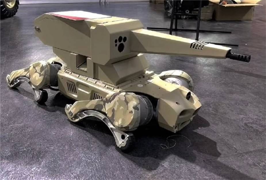 China unveils the first dog robot armed with an automatic cannon